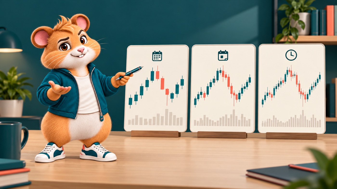 Trendaktienhamster vergleicht Wochenchart, Tageschart und Stundenchart