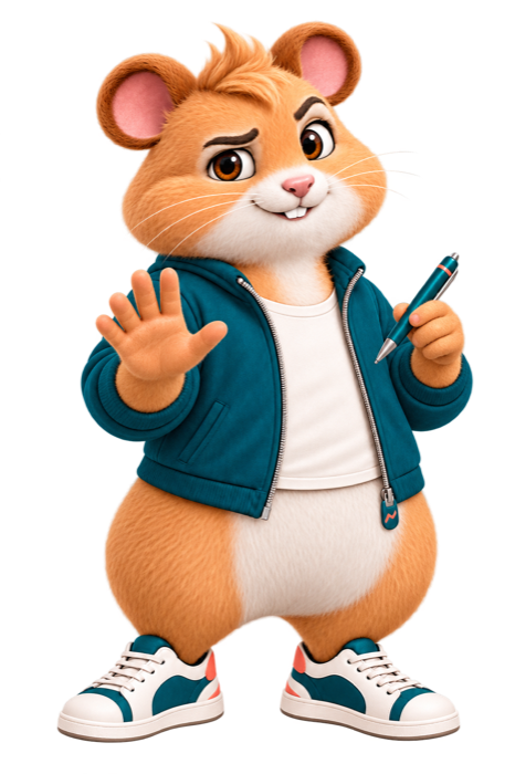 Trendaktienhamster mit Faktencheck-Geste